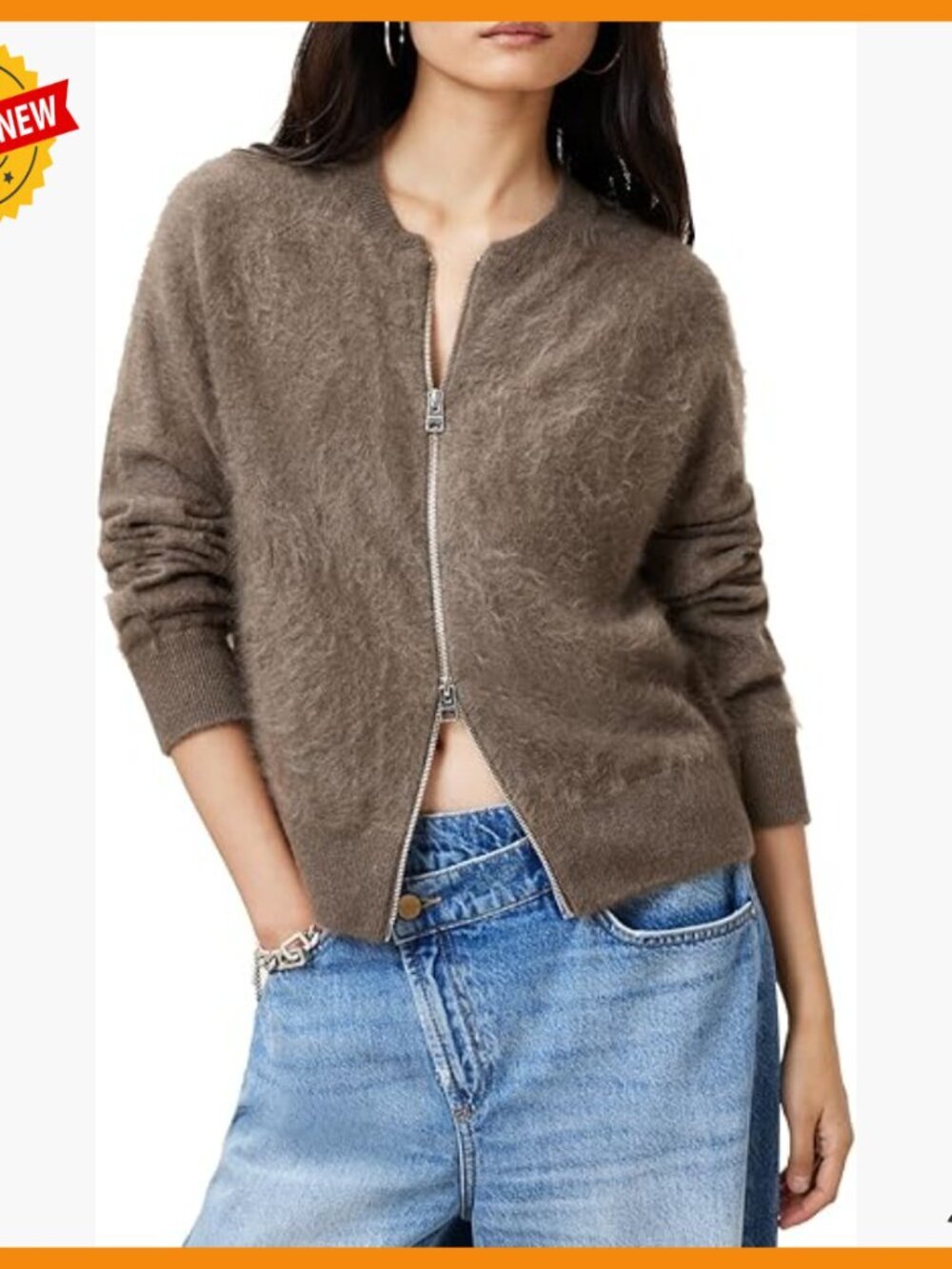 Zip Front Cardigan, Knit Sweater, Casual Layering Piece